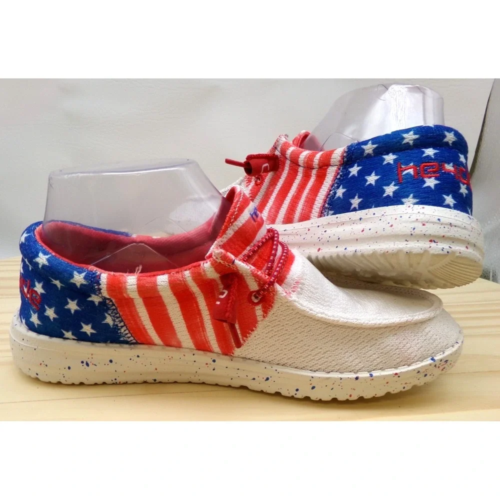 Hey‎ Dude Wendy Sox Tri Americana Womens Red White Blue Sz 6 Patriotic Slip On